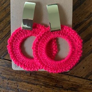 Hot pink handmade crochet earrings